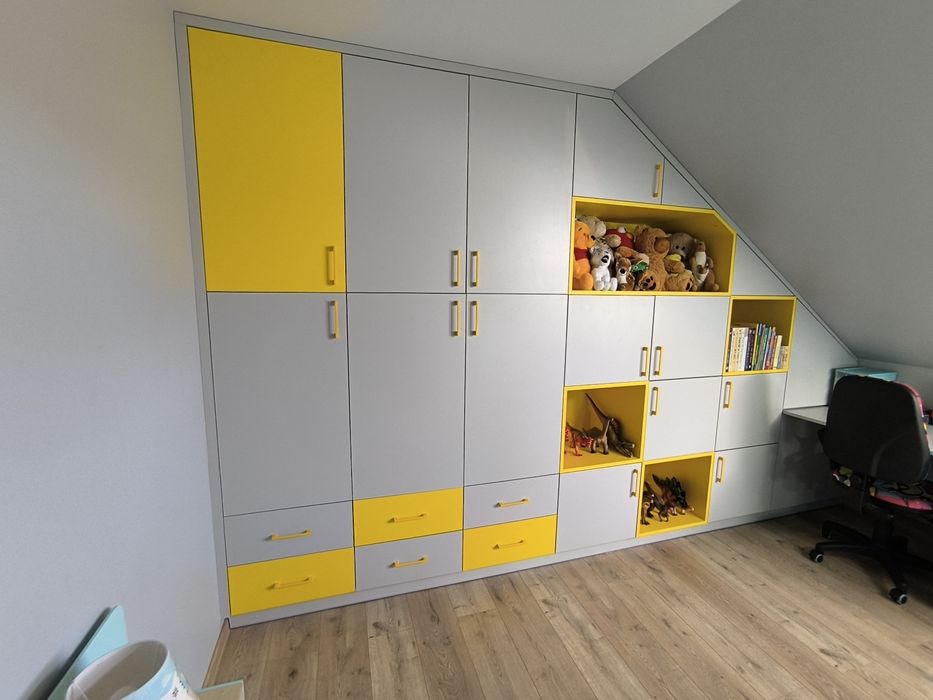 Meble dziecięce młodzieżowe szary żółty