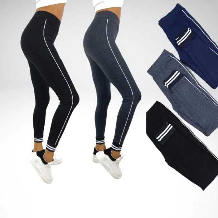 Legginsy damskie czarne bawełniane S/M