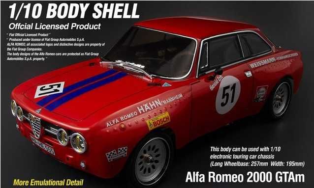 karoseria Alfa Romeo 2000 gta 1/10 Kiler body gotowa