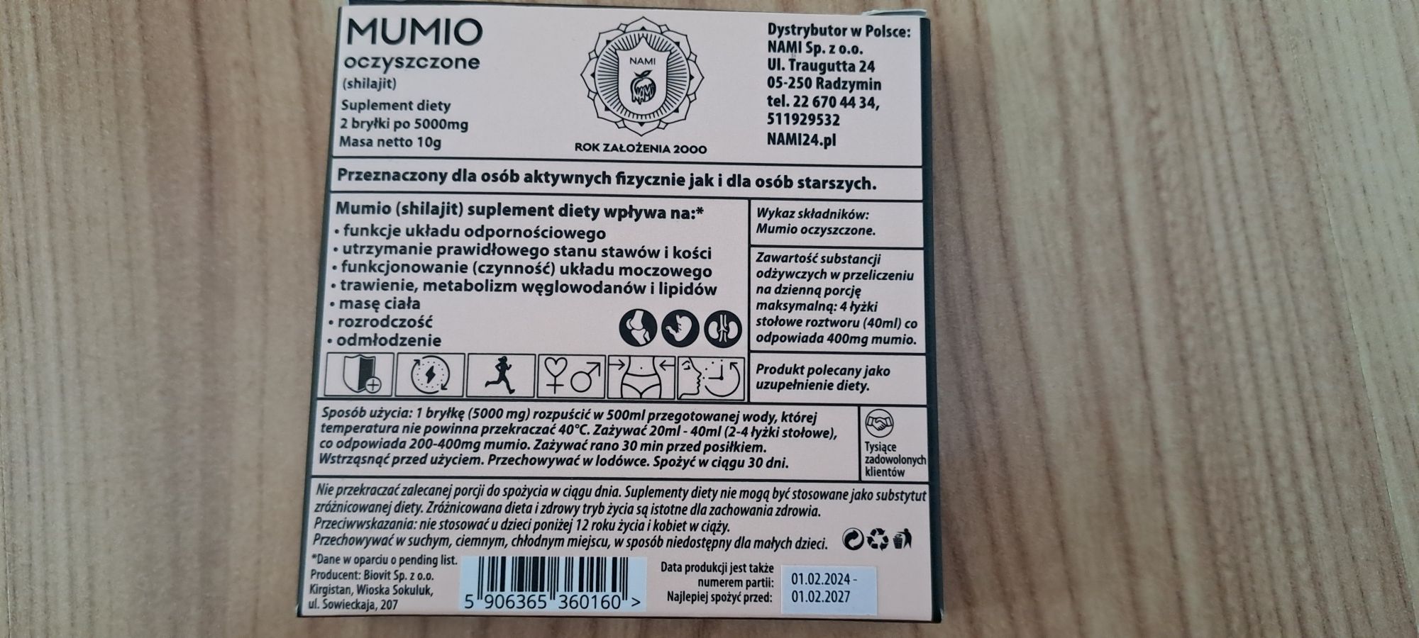 MUMIO oczyszczone NAMI 1 bryłka 5g
