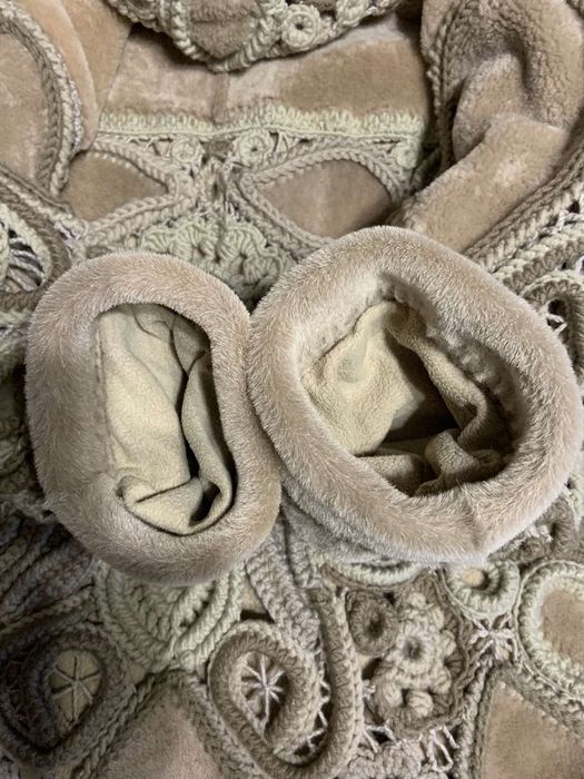 Дубленка эксклюзив Ирландское кружево, ручная работа р.50-52