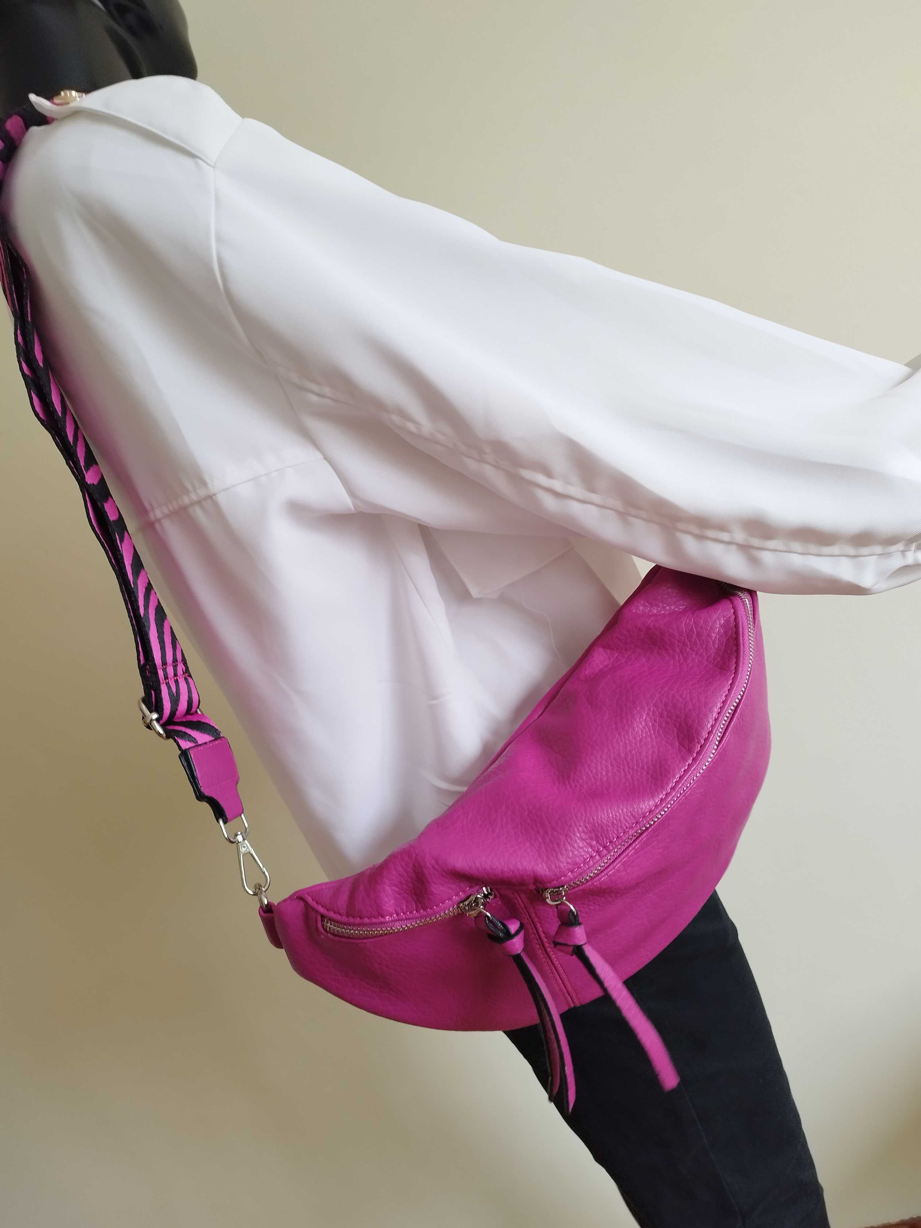 %_Magic BAGS_torebka / nerka_duża_dwa paski - fuksja