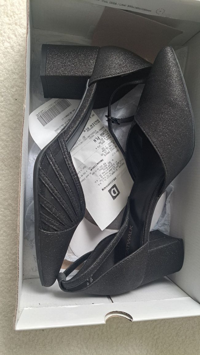 Czarne ozdobne buty damskie r.38