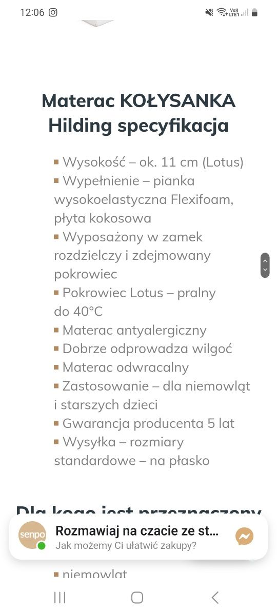 Materac dziecięcy nowy hilding