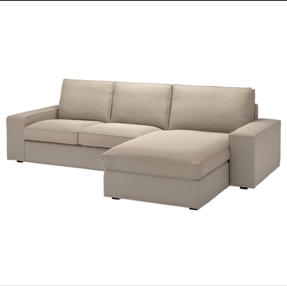 Sofa z szezlongiem - KIVIK IKEA (dwa pokrowce - beż i grafit)