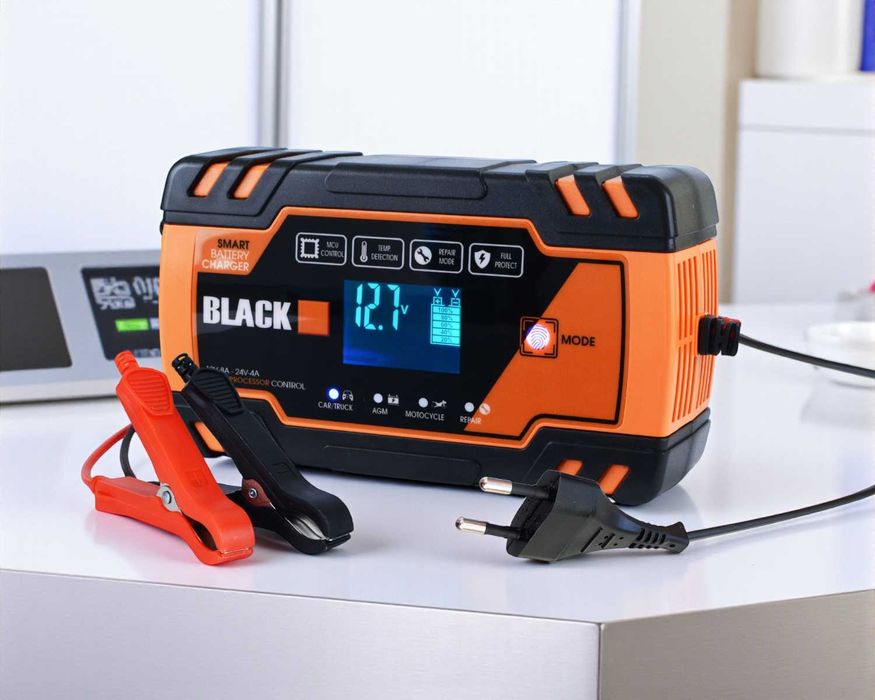 Prostownik BLACK 12V 24V AUTOMATYCZNY Naprawa Diagnostyka Akumulatorów