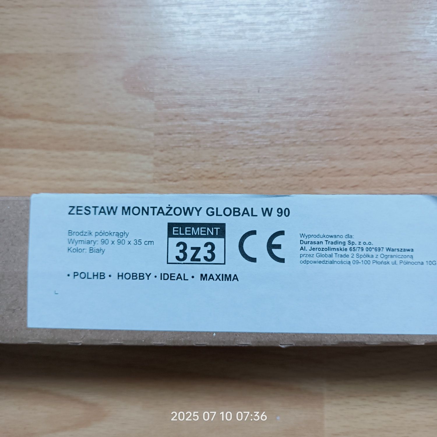 Zestaw montażowy brodzika Durasan Parma /Palermo