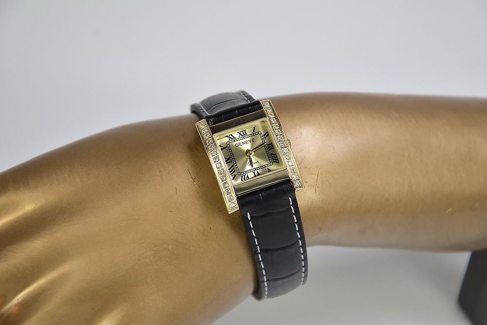 Złoty zegarek damski na pasku 14k 585 włoski Geneve lw035 Ł