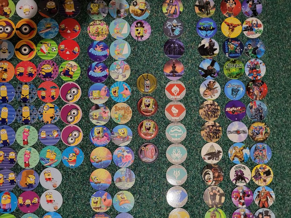 Kolekcja 203 tazosy tazos żetony Chipicao Minionki SpongeBob DC Comics