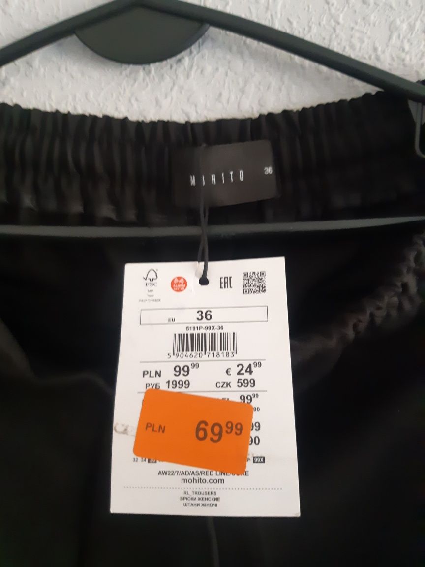 Chinosy damskie NOWE 36/S Mohito w kant z lampasami