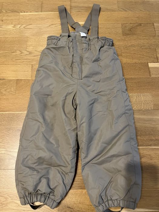 Spodnie zimowe ocieplane na szelkach H&M r. 104 beż