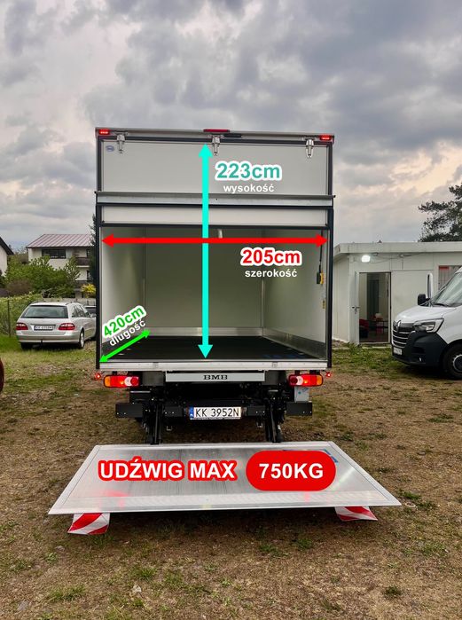 Wynajem samochodu dostawczego kontener z windą Wypożyczalnia dostawcze