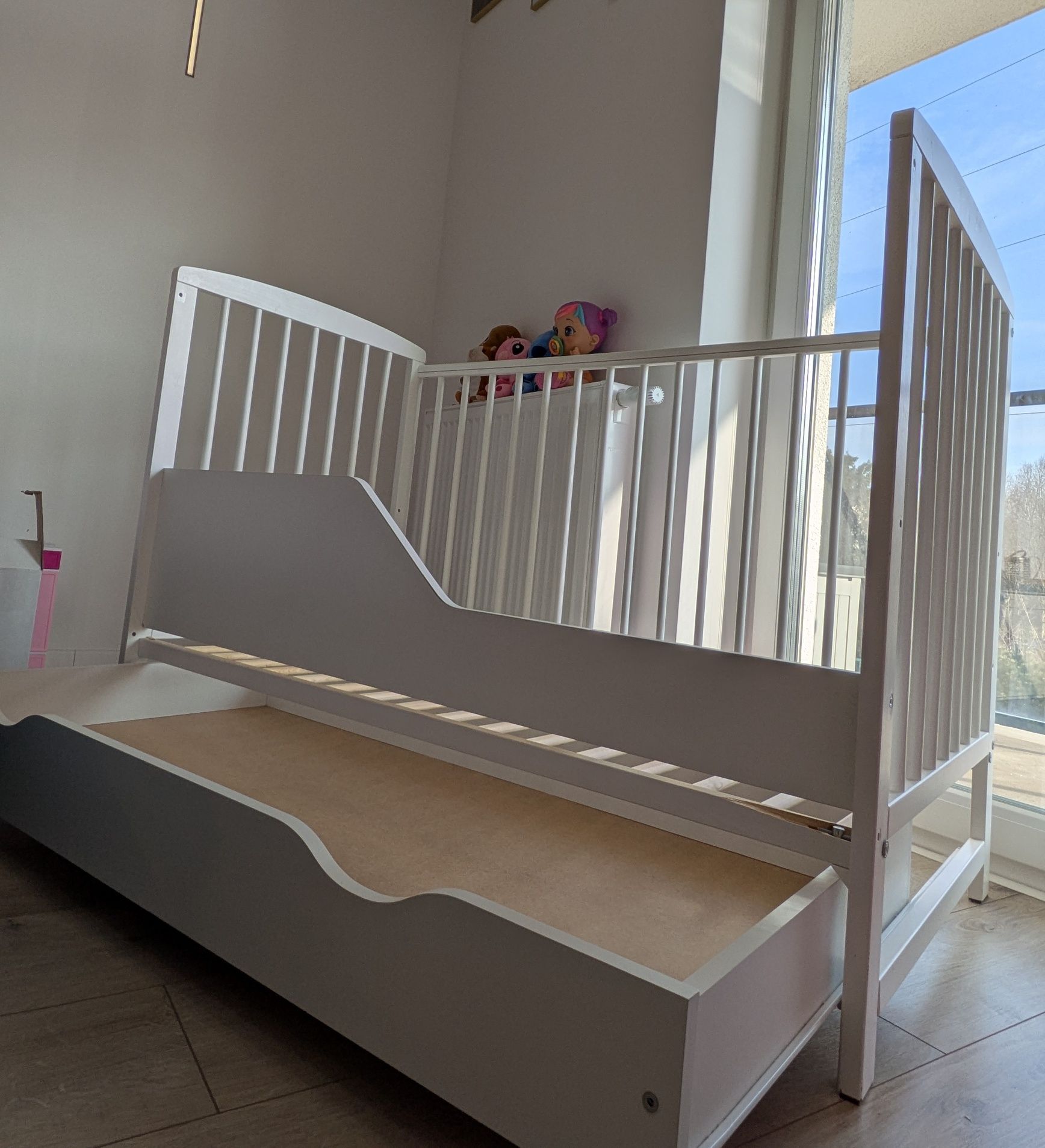 Łóżeczko dla dziecka 3 w 1 - 125x65 rosnące wraz z dzieckiem, stan db/