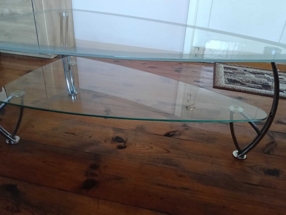 Stolik szklany dwupoziomowy