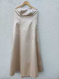 Sukienka balowa okazyjna złota bez ramion tiulowa rozmiar XL