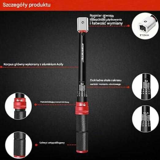 Klucz Dynamometryczny Wtykowy 3-25Nm 9x12mm