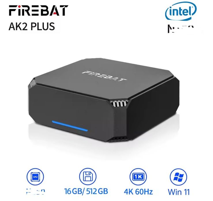 Міні ПК Firebat AK2 Mini PC, Intel N100, 16 GB RAM, 512 GB SSD, Window