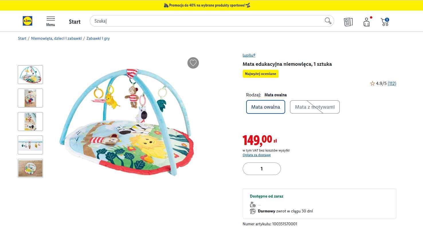 Mata interaktywna edukacyjna dla niemowląt