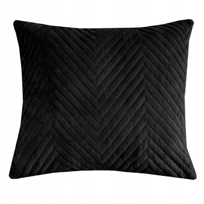 Poszewka na poduszę 50x60 Welurowa velvet pluszowa Jodełka Caden Czarn
