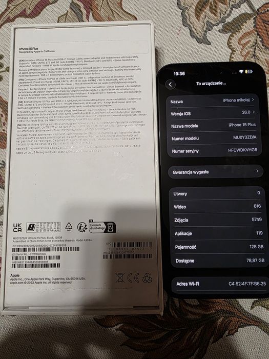 iPhone 15 plus 128GB Black