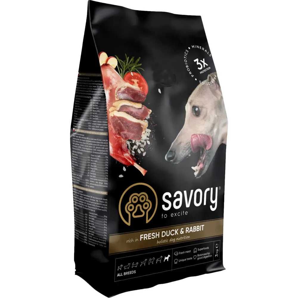 Корм для собак усіх порід Savory Adult All Breeds кролик та качка