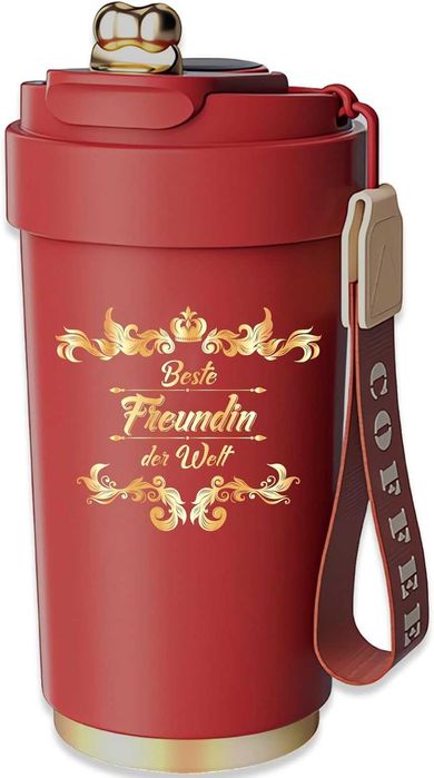 Czerwony kubek termiczny 450 ml na wynos, szczelny