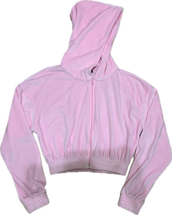 Укорочена кофта велюрова рожева