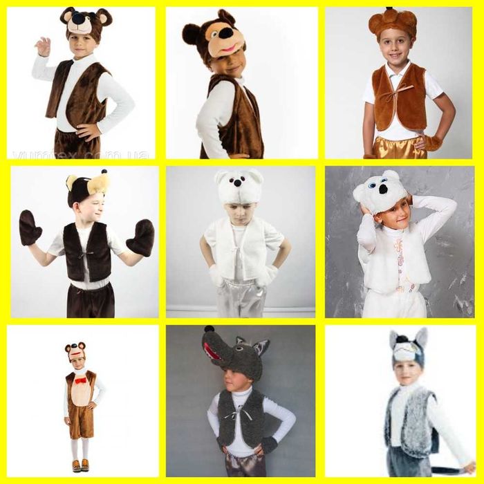 Прокат костюма мишка бурый, мишка белый, умка, ведмедик, волк, вовк