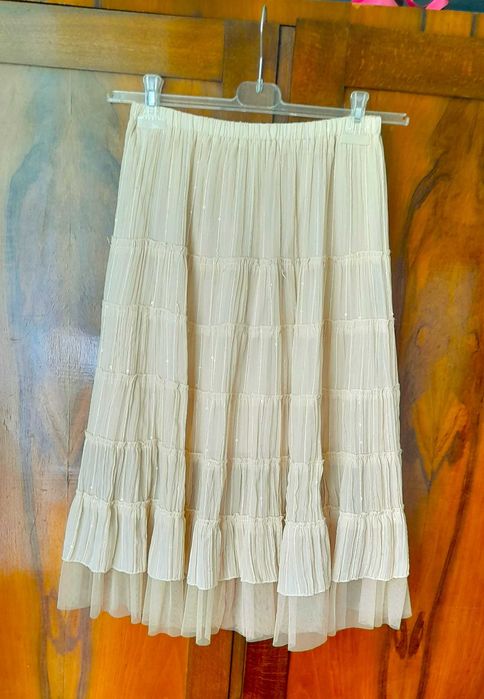 Spódnica boho, w odcieniu masełkowy żółty, Vintage.