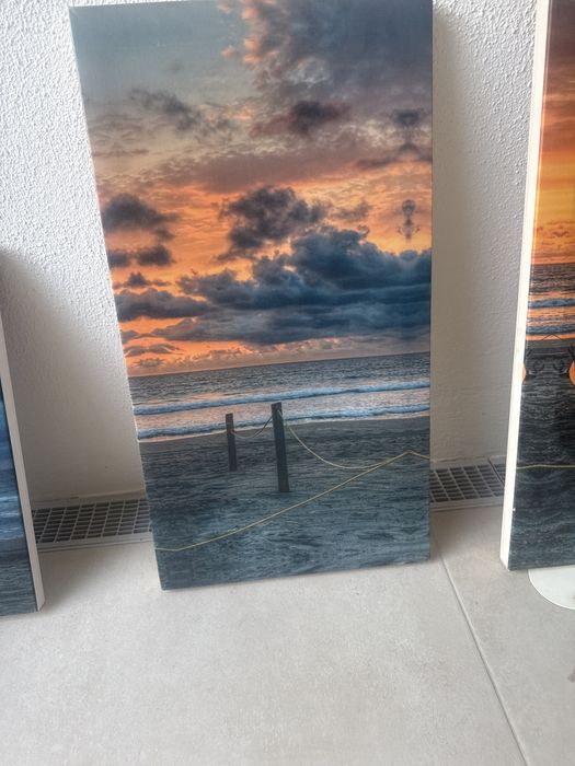 5 Quadros de paisagem de mar e barco