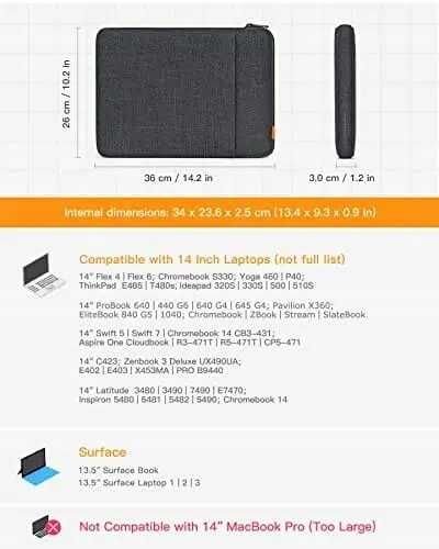 Inateck torba na laptopa 14" Macbook Dell Hp Asus Chromebook Surface