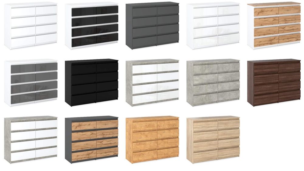 Komoda 8 szuflad pojemna szeroka DARMOWA WYSYŁKA rtv szafa regał