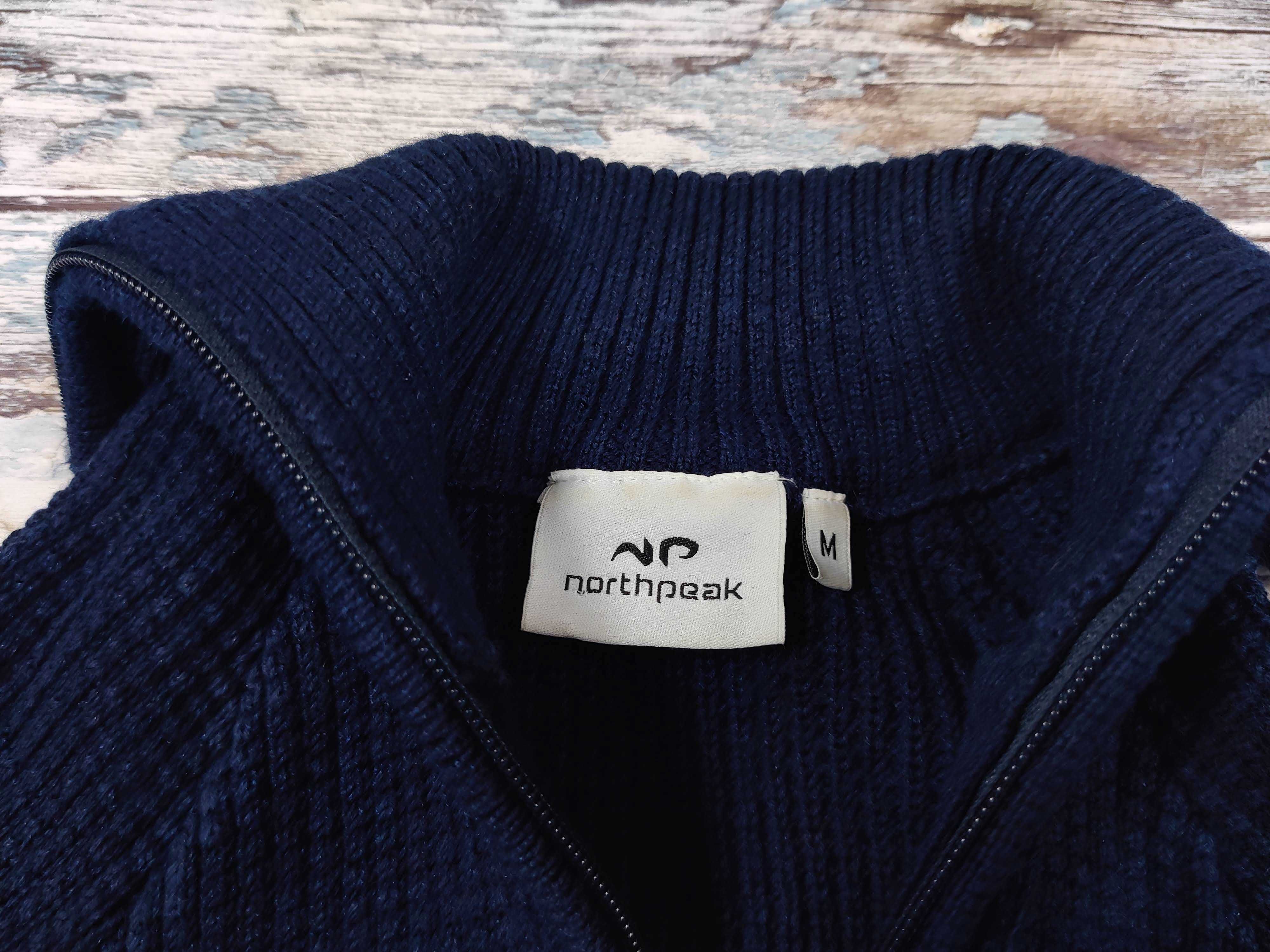 NorthPeak sweter 100% merinociemny granat stójka zip M