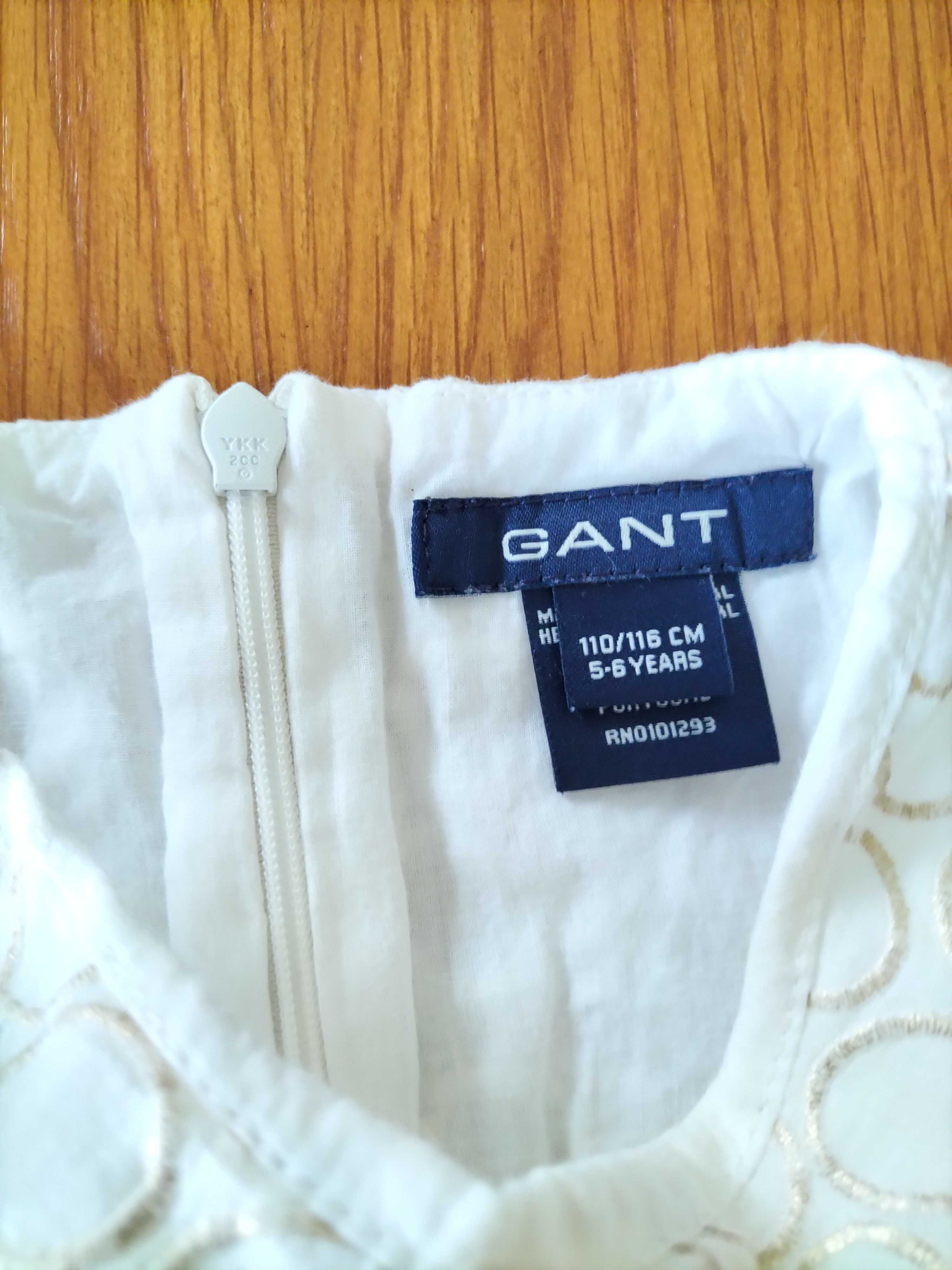 GANT - Vestido Branco e Dourado Menina 5/6A