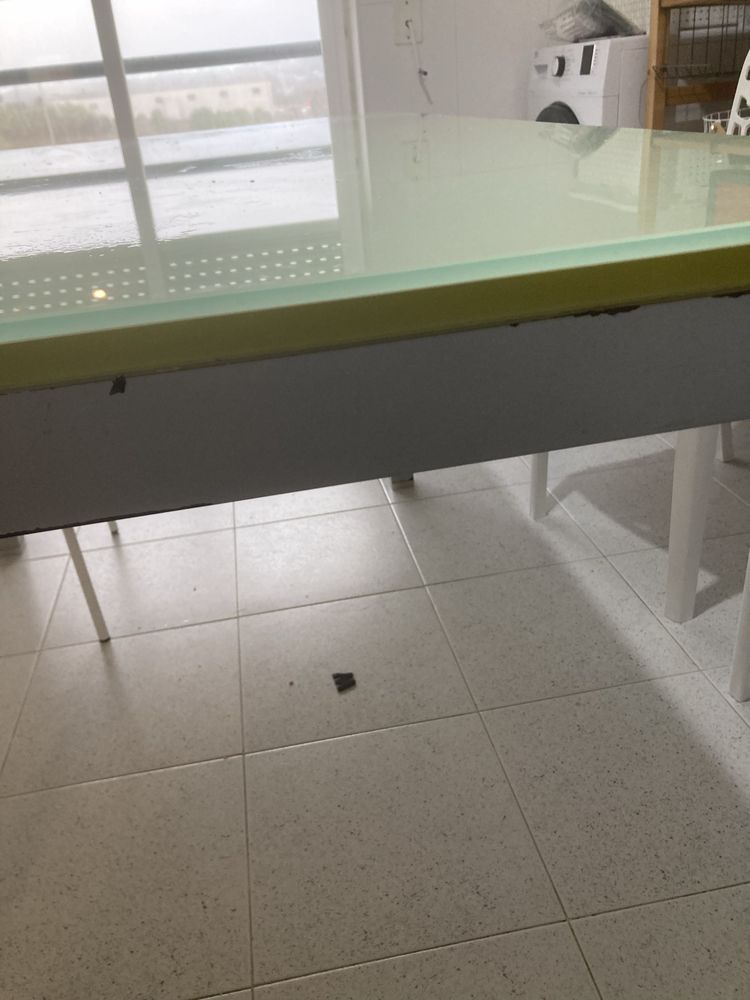 Mesa extensível de vidro pes metalicos