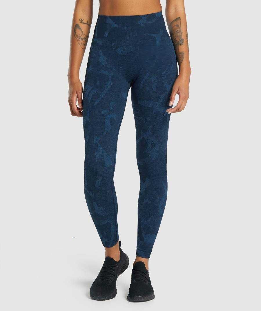 leginsy sportowe XS Legginsy granatowe Siłownie PUSH UP WYSOKI STAN