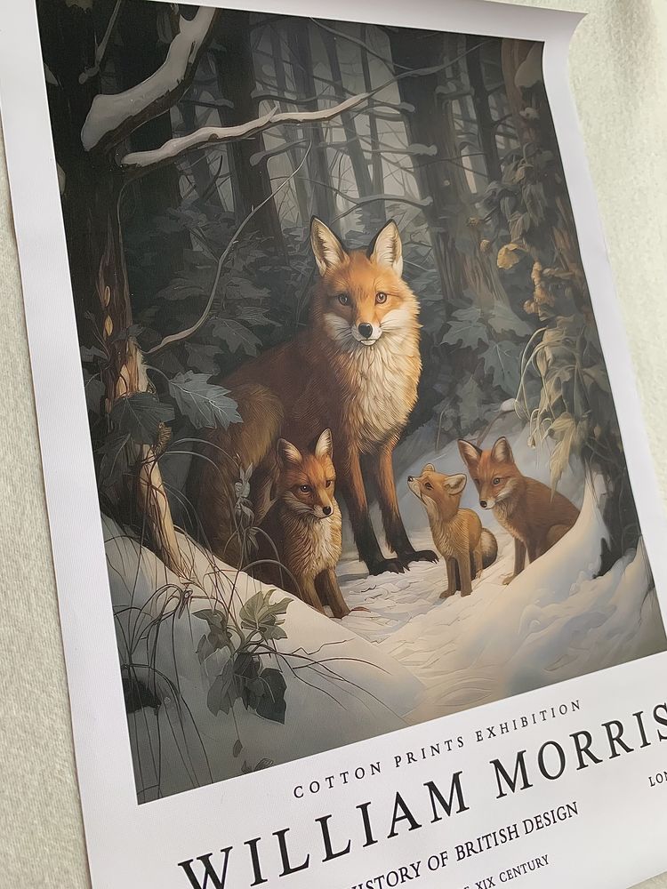 Gobelin na płótnie/Obrazek/William Morris/Family Fox