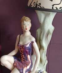 Porcelanowa lampa art deco dama vintage