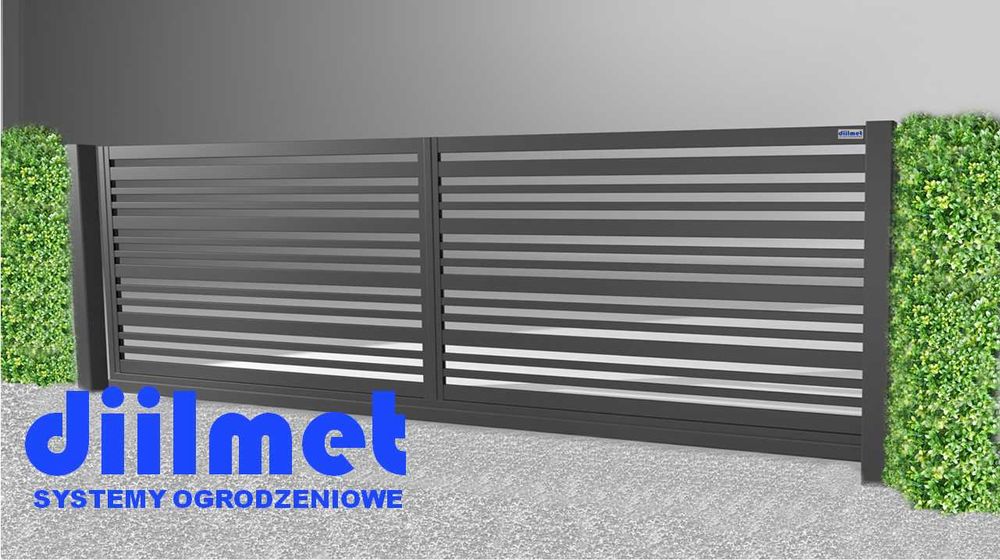 Brama przesuwna palisadowa | Bramy nowoczesne | Ogrodzenie frontowe
