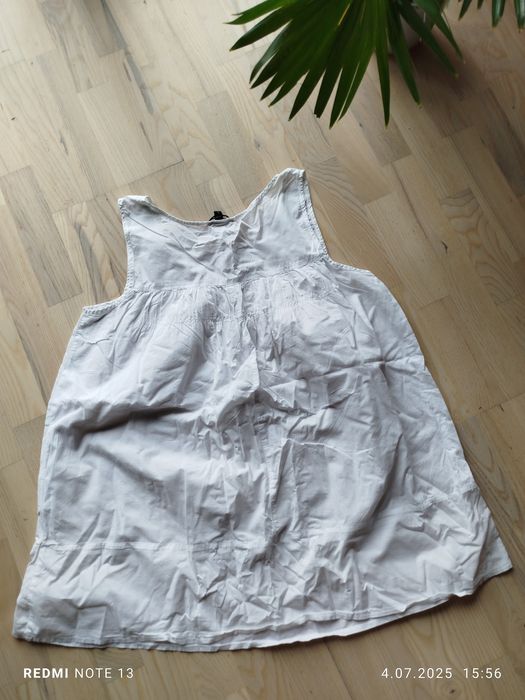 Biała bawełniana przewiewna cienka bluzka koszulka tunika lato letnia