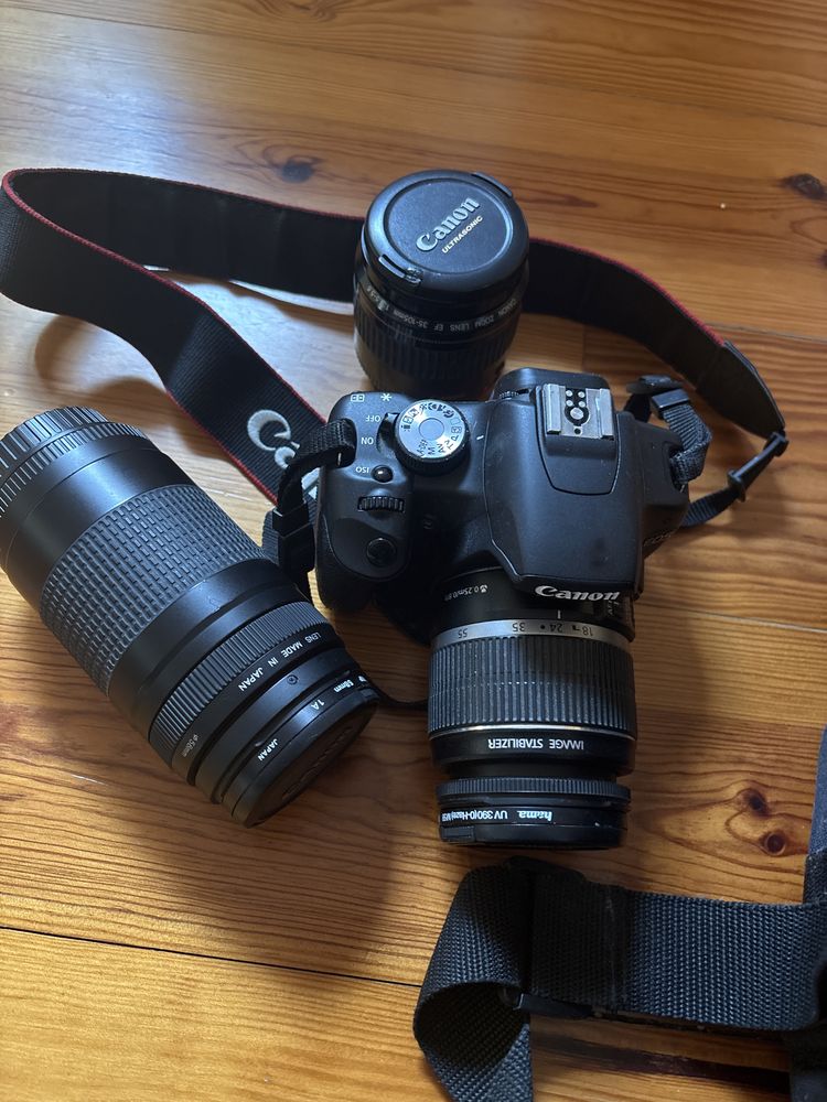 Canon eos 500D e Canon 1000FN com 3 lentes e acessorios