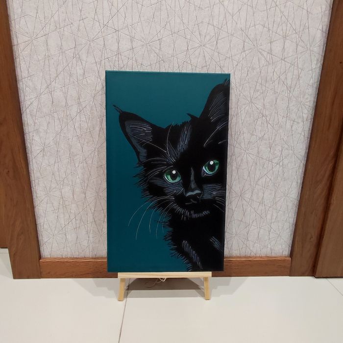 Czarny kot obraz na płótnie