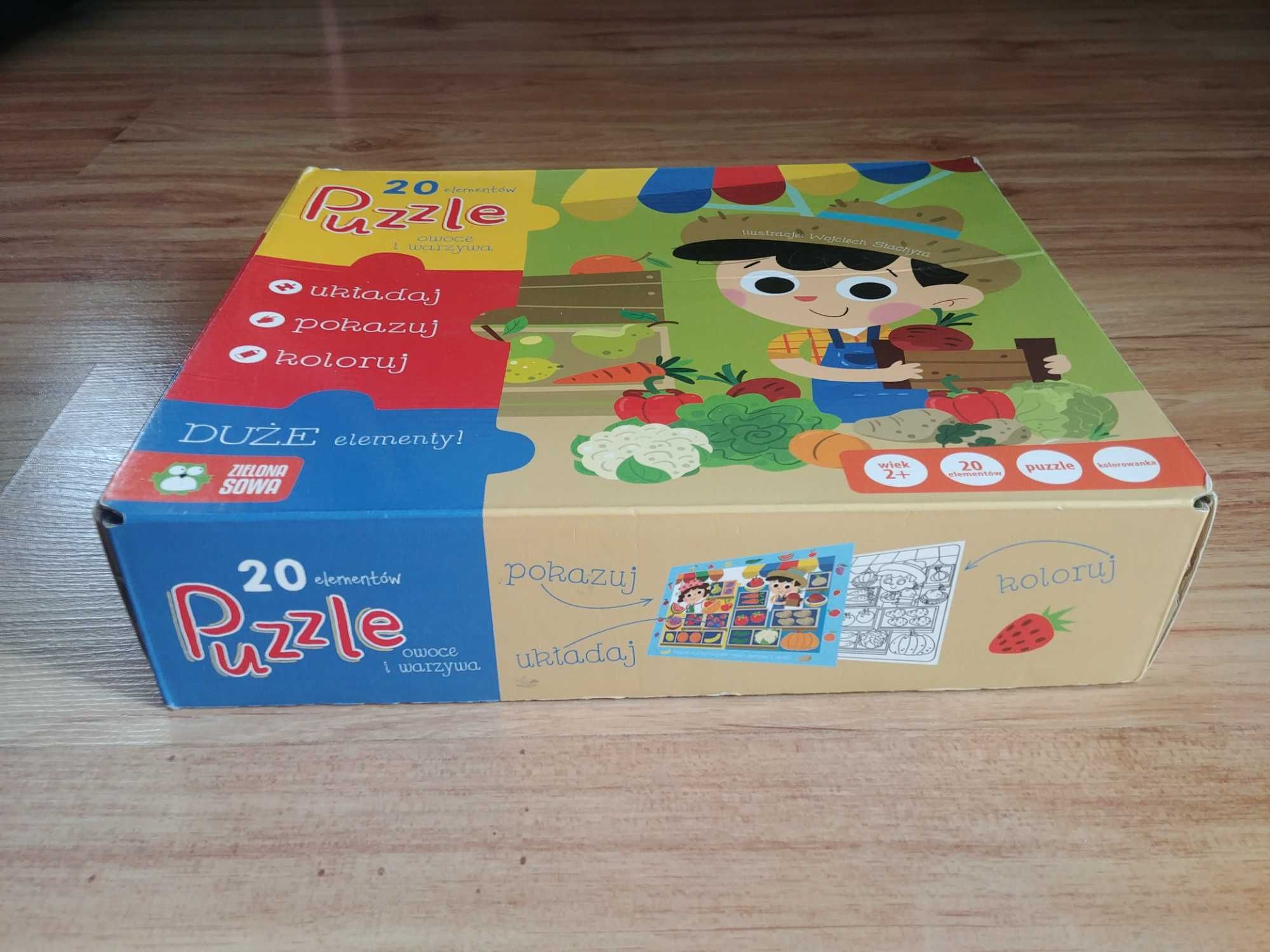 Duże puzzle dla malucha - 20 elementów, owoce i warzywa