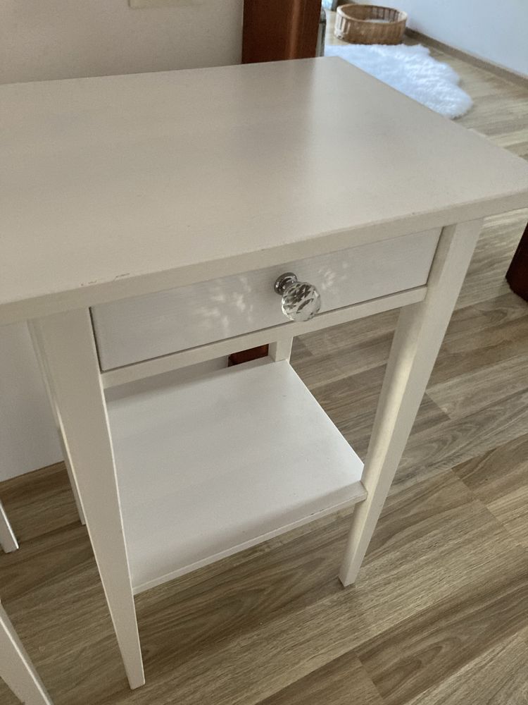 Ikea Hemnes Stolik nocny, biały bejca, 46x35 cm