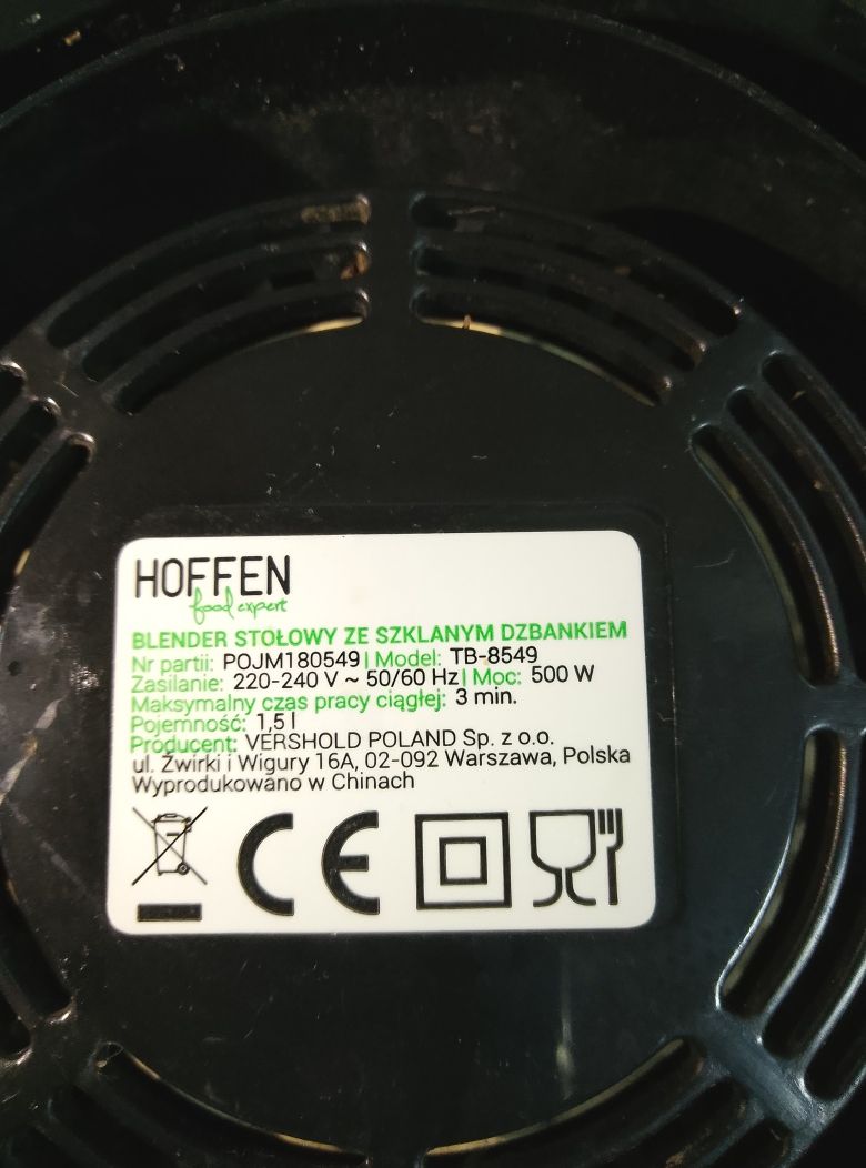Blender stołowy kielichowy HOFFEN 500W