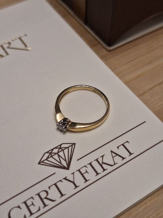 # Rezerwacja do 7.11 # Złoty pierścionek z brylantem + certyfikat