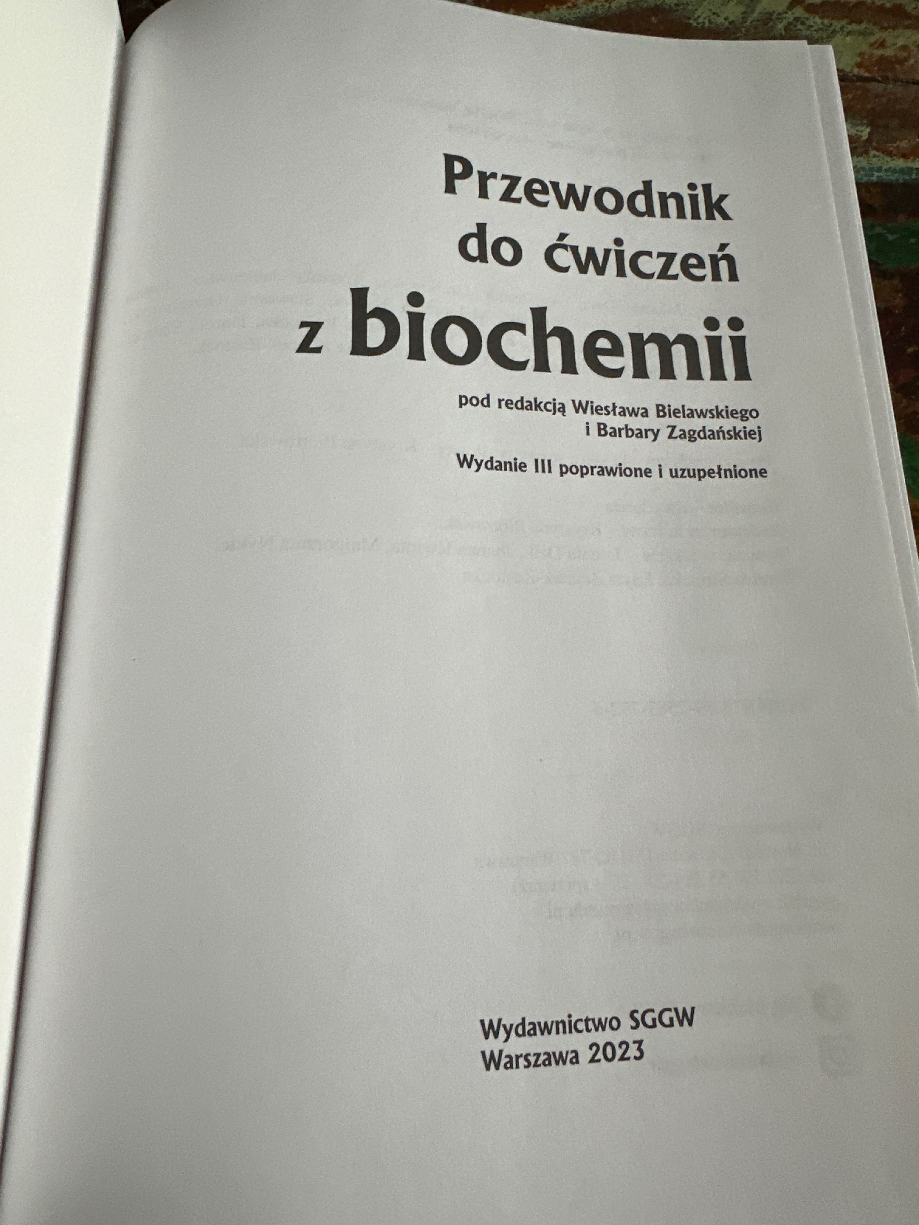 Przewodnik do ćwiczeń z biochemii (SGGW) 2023 stan jak nowy