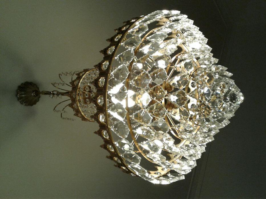Candeeiro lustre cristal banho ouro