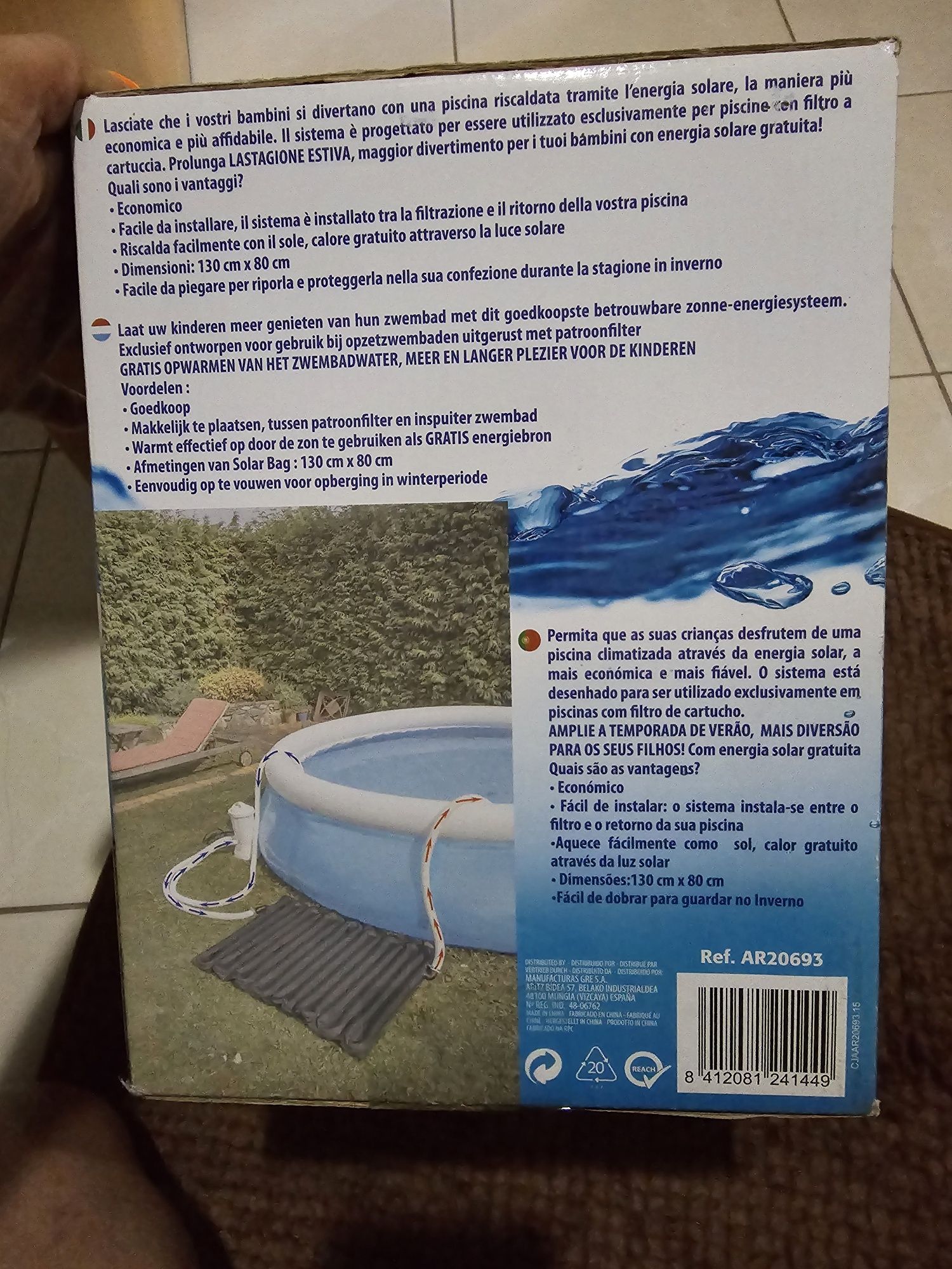 Aquecedor de piscina solar 130m X 80 cm