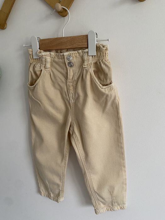 Spodnie zara 86 morelowe wysoki stan paperbag